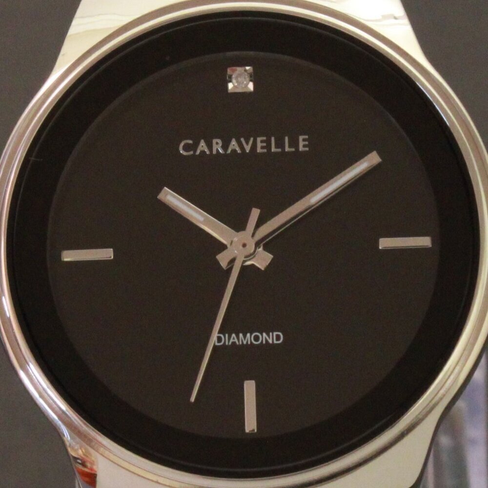 Caravelle Ladies Watch By Bulova Black Dial Diamond 12:00 Stainless 30mm - Picture 12 of 13
